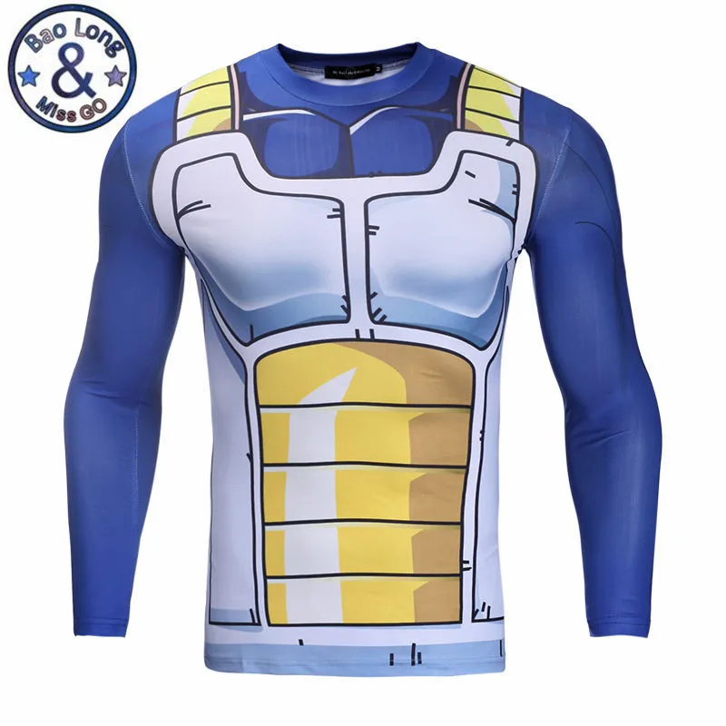 

2017 Men 3D Dragon Ball Z T Shirt Vegeta Super Saiyan Long Sleeve Tee Shirt t-shirt Anime Character Costume Clothing