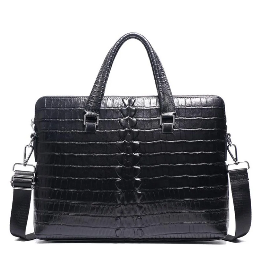 Новая мужская сумка для ноутбука из натуральной кожи, Мужская черная сумка на плечо с узором «крокодиловая кожа», мужская деловая сумка для Macbook Air
