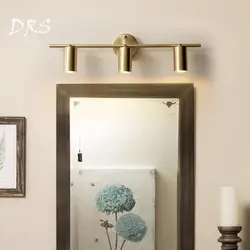 Скандинавское зеркало трек лампа светодиодный бар шкаф для ванной освещение лампа полностью медная кофейная дорожка зал магазин одежды