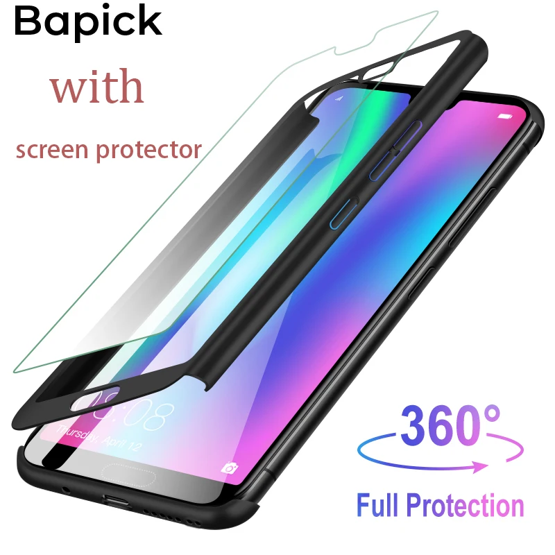 

Bapick 360 Degree Full Cover Case for Huawei Honor 7C 7a 9 10 Lite Shockproof for Huawei Honor 9 10 20 Pro 8x Case with Glass
