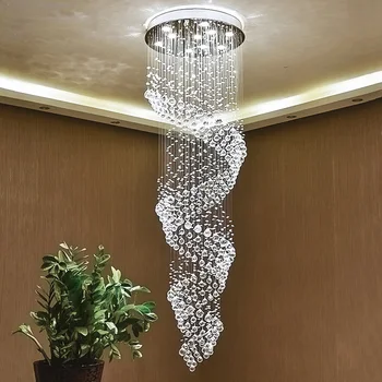 

spiral design large crystal chandelier modern lamp AC110V 220V luxury cristal staircase lighting fixures