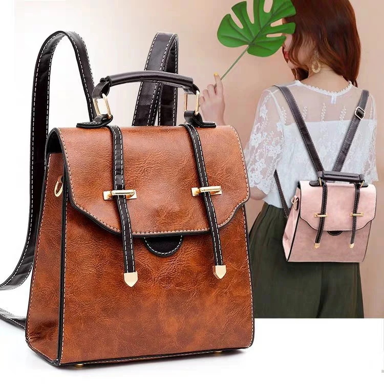 

JUILE fashion women's backpack retro PU Leather college girl bag girl famous design high quality travel backpack shoulder bag