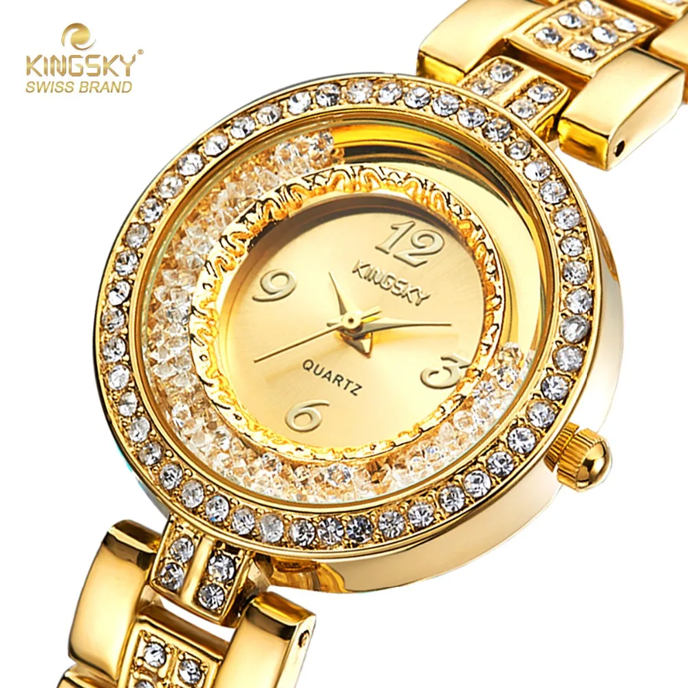 2017 Women Watches Kingsky Luxury Gold Quartz Watches For Women Fashion
