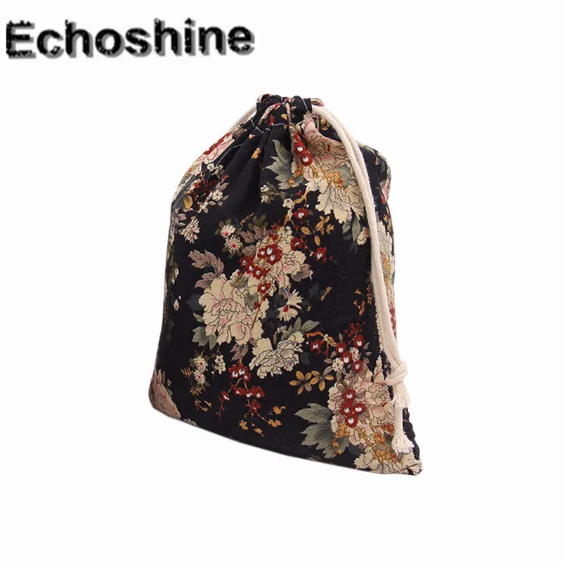 

Shopping Bags Peony Printing Women Drawstring Bag Beam Port Storage Bag High Quality Fluid Systems Unisex Small Pouch Bolsa A000