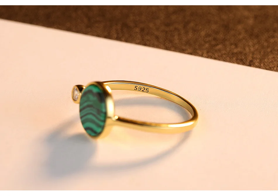 LUOTEEMI романтические 925 пробы серебряные круглые кольца с малахитом для женщин Свадебная вечеринка с фианитами зеленые женские ювелирные изделия Bague Femme