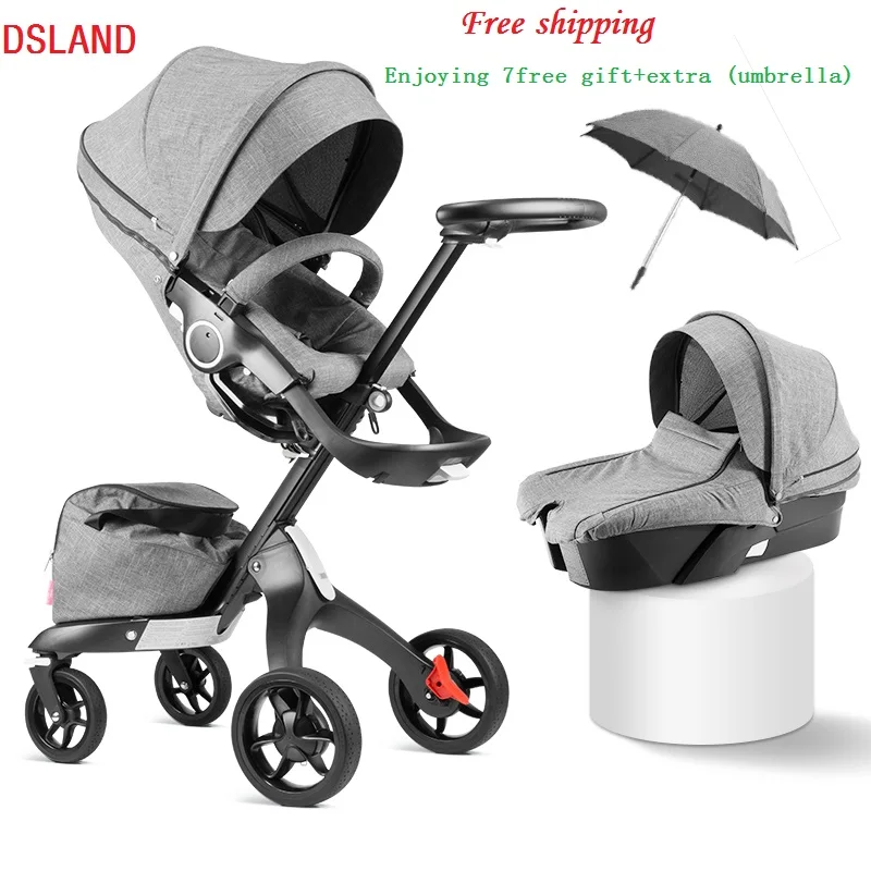 

DSLAND Free Shipping Baby Stroller Convenient and Foldable Carriage Luxury Baby Pram 2 IN 1 Stroller on 2019