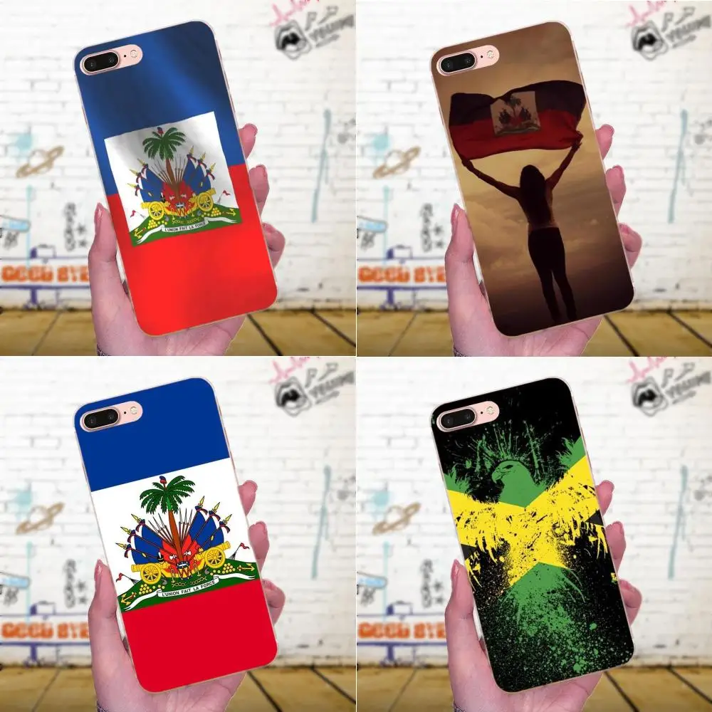 Мягкий ТПУ чехол для Apple iPhone 4 5 5C 6 6S 7 8 Plus X XS Max XR Винтажный с гаитским флагом и