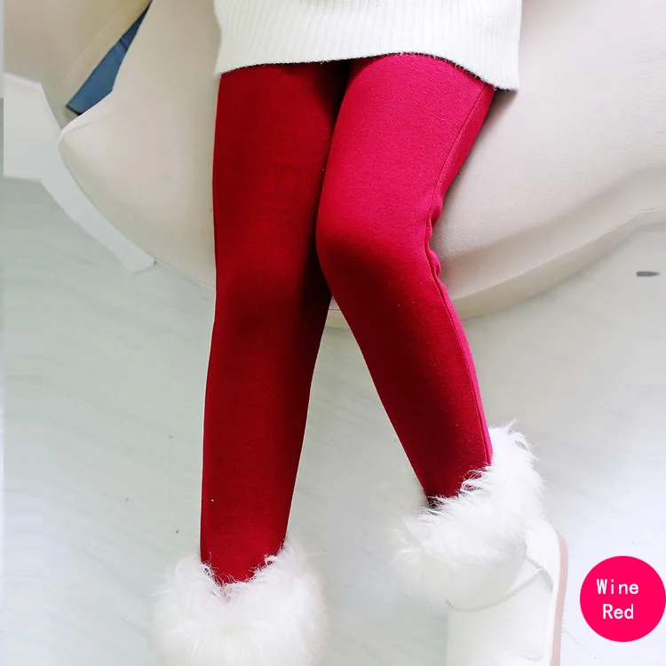 SheeCute/новые модные детские От 3 до 11 лет; сезон весна-осень-зима; теплые хлопковые брюки для девочек; детские брюки; леггинсы с принтом - Цвет: PureWineRed