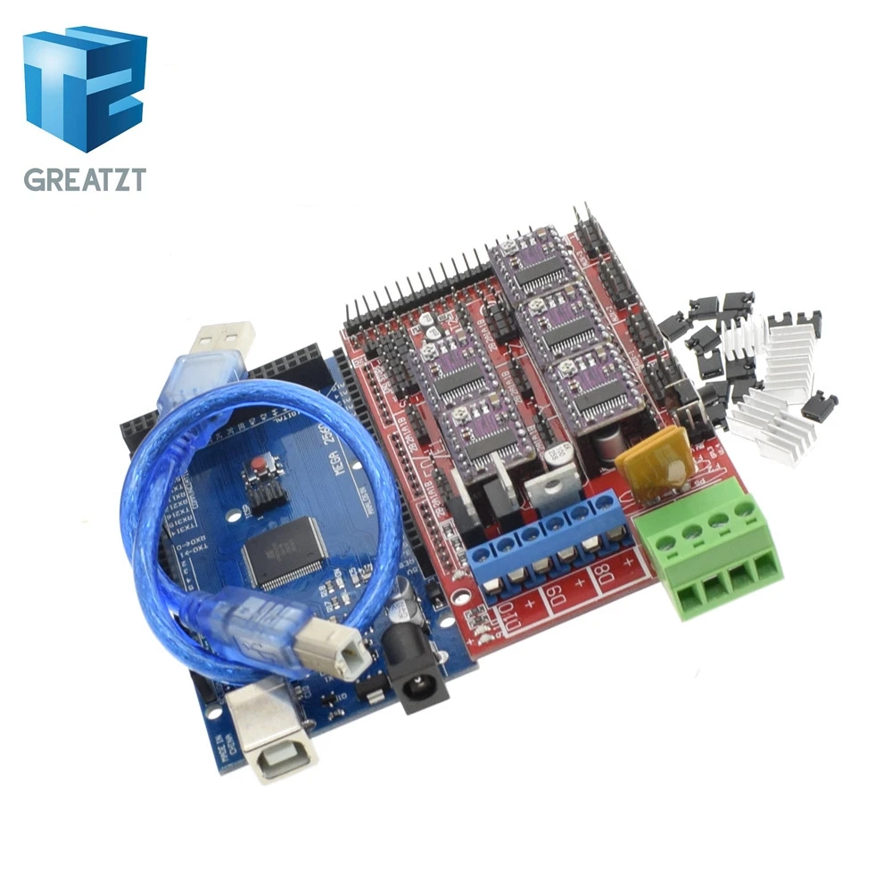Greatzt 3D принтеры 1 шт. Mega 2560 R3 + пандусы 4 панель управления 5 DRV8825 шаговым двигателем