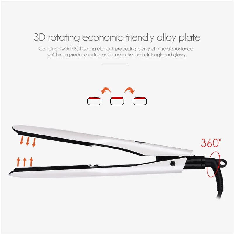 

CkeyiN ourmaline ceramic Hair Straightener PTC Styling Tools Wider Fast Heating LCD Screen Plate Straightening Iron