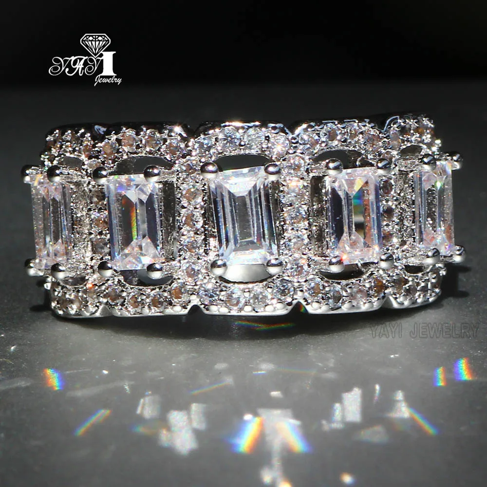 

YaYI Jewelry Princess Cut 11 CT Red Zircon Silver Color Engagement Rings wedding Heart Rings Girls Party ring Gifts 671