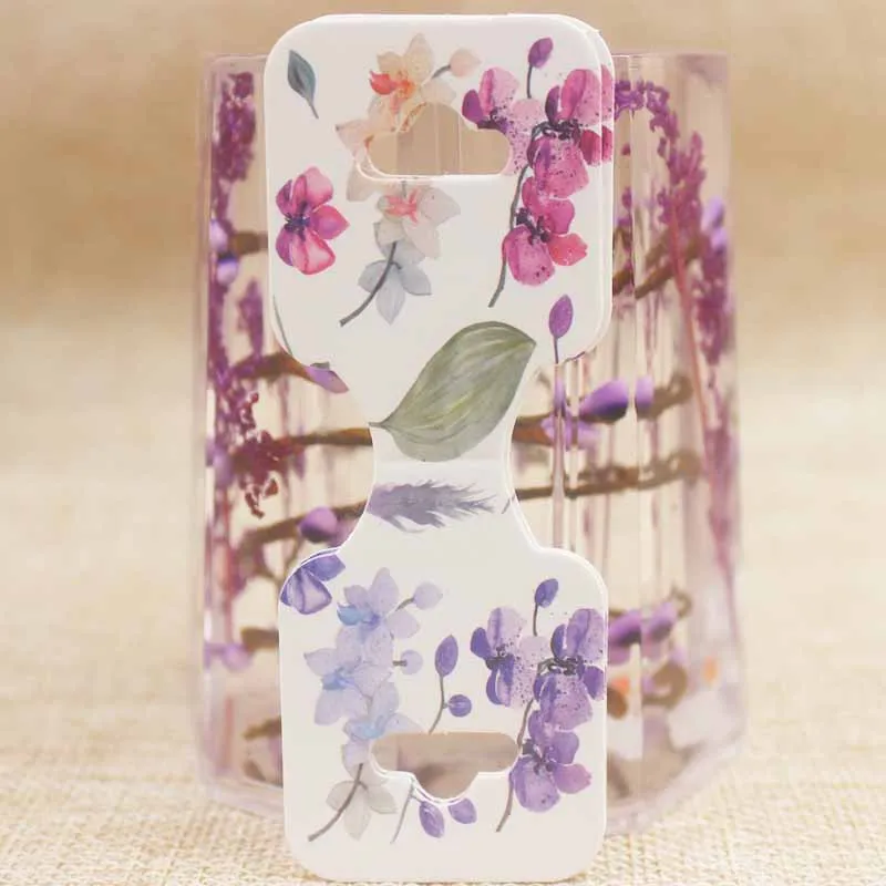 

Hotsale 9*3.5cm 24pcs/lot DIY colorful flower&Feather pattern Jewelry display card Necklace display card&earring Hang Tag card