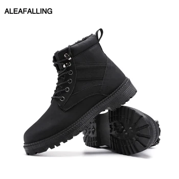 

Aleafalling Men's Snow Boots Winter Outdoor Boots Men Outdoor Fashion Warm Shoes Lace Up Men College Students Shoes AMBT06