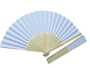 

Hot selling 50 pcs/lot White Folding Elegant Paper Hand Fan Wedding&Party Favors 21cm