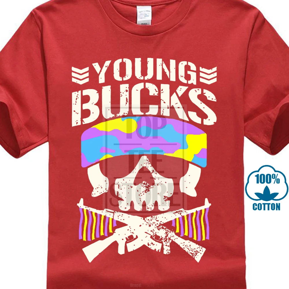 The Young Bucks Bullet Club Wrestling Homme Funny Tee Shirt Men Streetwear Tshirts Fashion T Shirts Skull - Цвет: Красный