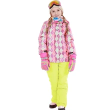 Детский лыжный костюм для девочек, одежда для сноуборда, толстовка с капюшоном, Детский костюм для катания на лыжах, куртка, зимние штаны, водонепроницаемые, теплые, ветрозащитные