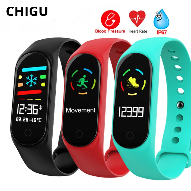 Waterproof Smart Bracelet Watch Blood Pressure Heart Rate Monitor Color Touch Screen Pedometer Fitness for Android | Электроника