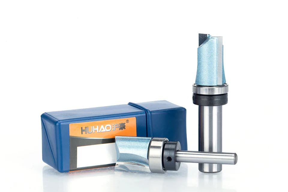 HUHAO 1pc Bearing Flush Trim Router Bit for wood 1/2" 1/4" Shank straight bit Tungsten Woodworking Milling Cutter Tool