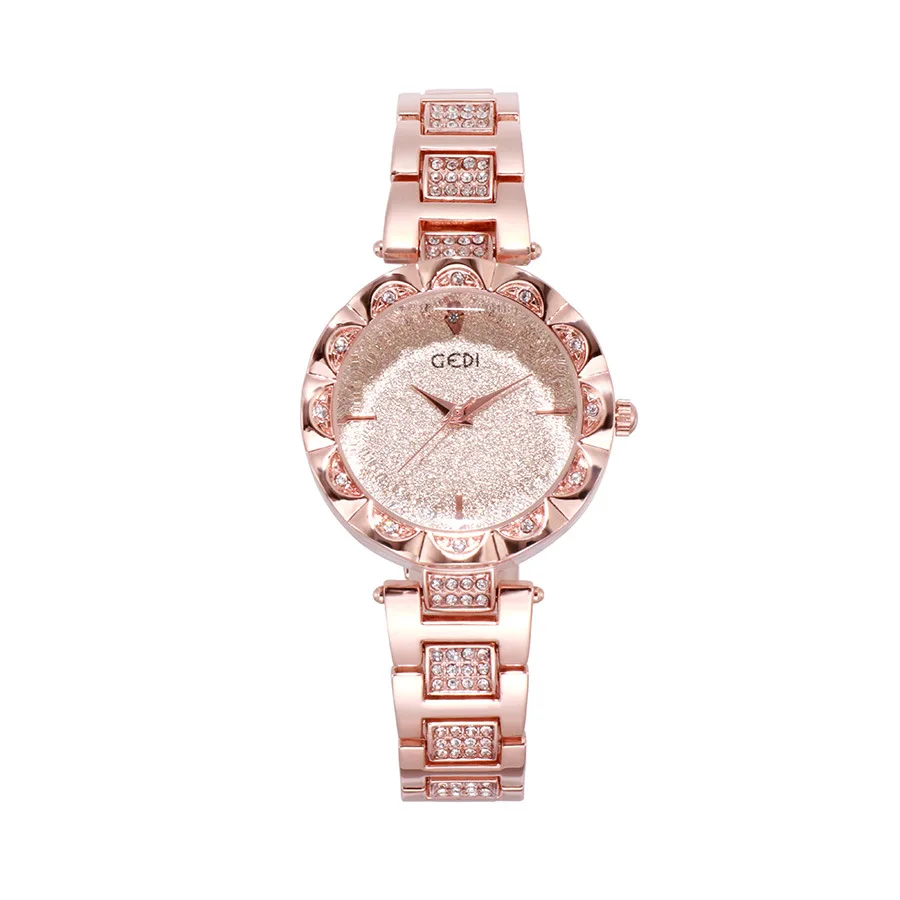 GEDI модные часы с браслетом из розового золота для женщин Топ люксовый бренд женские кварцевые часы знаменитые наручные часы Relogio Feminino Hodinky