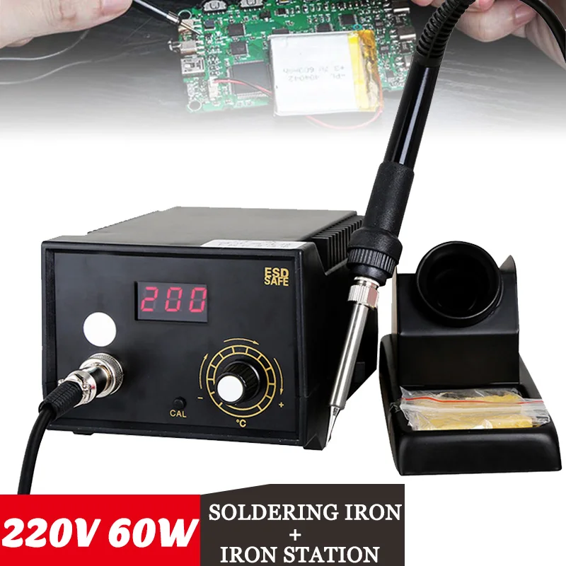 

60W 220V 2 in 1 Electric Soldering Iron Rework Station Digital Adjustable Constant temperature Welding Solder SMD Tool for Tips