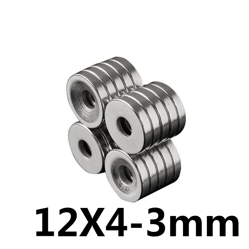 

5Pcs 12x4mm Countersunk Neodymium Magnet Ring Hole 3mm Small Round N35 Permanent Super Strong Powerful Magnetic Magnets Disc