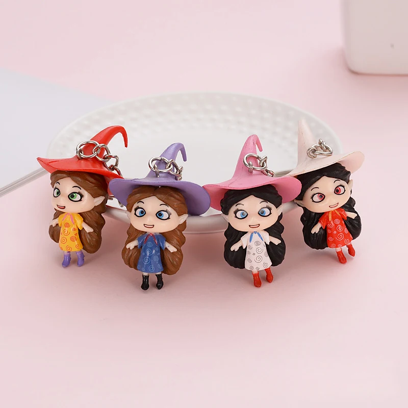 

Creative Cartoon cute colorful witch keychain for women Bag key pendant girl keychain keyrings for a woman gift Funny keyring
