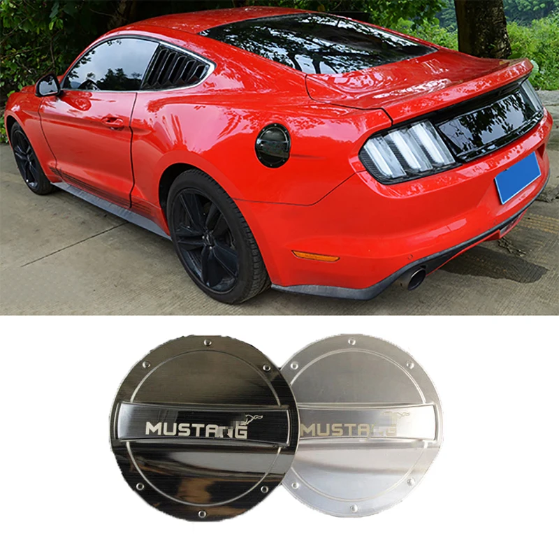 QHCP Fuel Tank Covers Gas Lid Filler Cap Exterior Parts Tank Cap Cover Stainless Steel For Ford Mustang