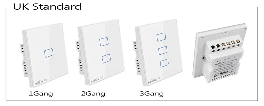 Broadlink TC2 UK EU US Switch 1Gang 2Gang 3Gang Touch Switch Smart Home Automation Wireless Wifi Control Light Wall Switch RF433 2
