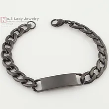 Черный 316L нержавеющая сталь мужские кубинские цепочки ID браслеты модные ювелирные изделия, панк, рок, Новые, WB226