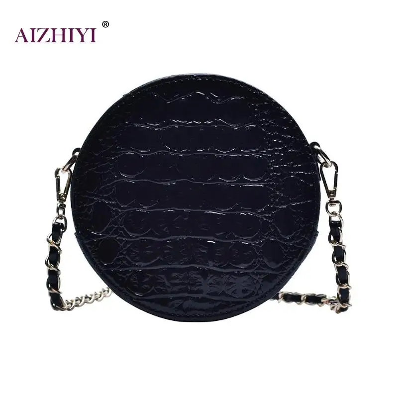 

Female Fashion Solid Color Crocodile Messenger Bags Women Shoulder Messenger PU Leather Round Bags Casual Crossbody Bags