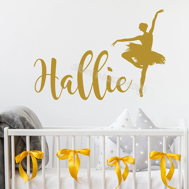 

Ballerina wall sticker Personalized Custom name Decal Decor Baby Room Ballet Dance Mural Girl's Birthday Party Nursery EB499