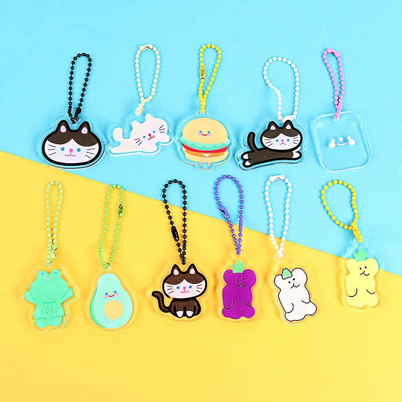 

Korean Acrylic Transparent Keychain Kiten Puppy Cloud Cute pom pom keychain wallet chain bag charm