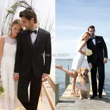 Сшитый на заказ черный Жених приталенные смокинги мужской свадебный Выпускной ужин костюм жениха лучший мужской наряд(куртка+ брюки+ жилет) Терно