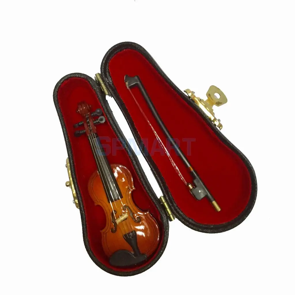 1/12 Scale Dollhouse Miniature Musical Instrument Wooden Violin with Box for 12th Music Room Decoration Accessories