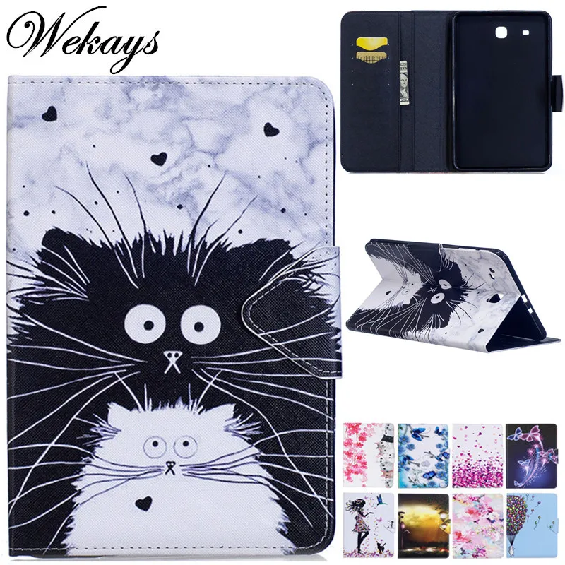 Wekays для samsung Tab E 9,6 T560 Кот кожаный чехол Funda для Coque samsung Galaxy Tab E 9," T560 T561 чехол для планшета