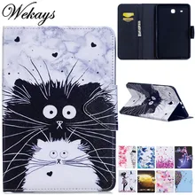 Wekays For Samsung Tab E 9.6 T560 Cartoon Cat Leather Funda Case For Coque Samsung Galaxy Tab E 9.6