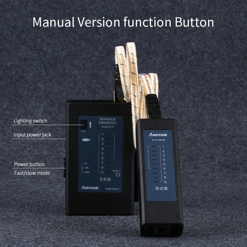 AMPCOM Автоматическая серия черный сетевой кабель тестовый er детектор RJ45 RJ11 RJ12 Cat6 Cat5 Lan Ethernet кабель провода тестовый инструмент