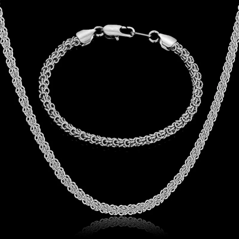 Silver necklacebracelet set