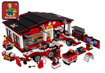 

AUSINI 852 pcs Racing Intermediate Station Building Blocks 26701 Educational Bricks Bringuedos DIY Toys For Children