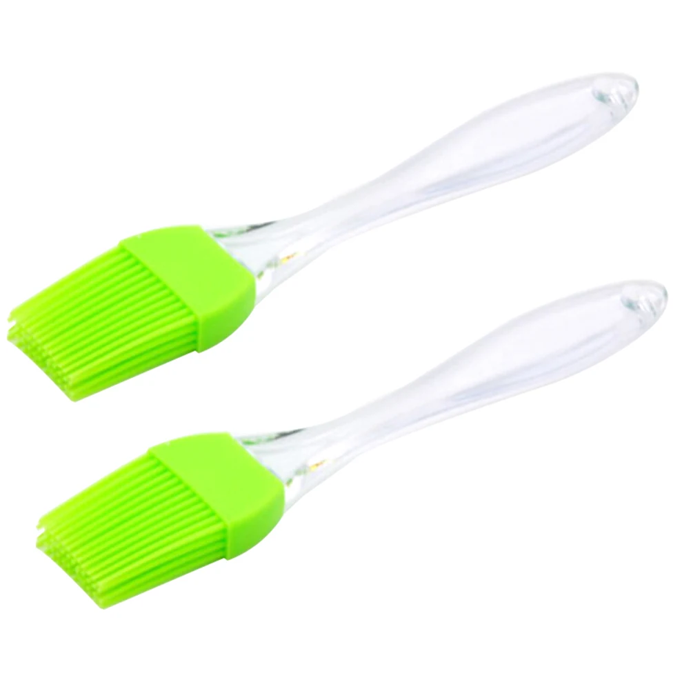 2pcs Heatproof Silicone Brush with Transparent Handle Oil Sauce Cream