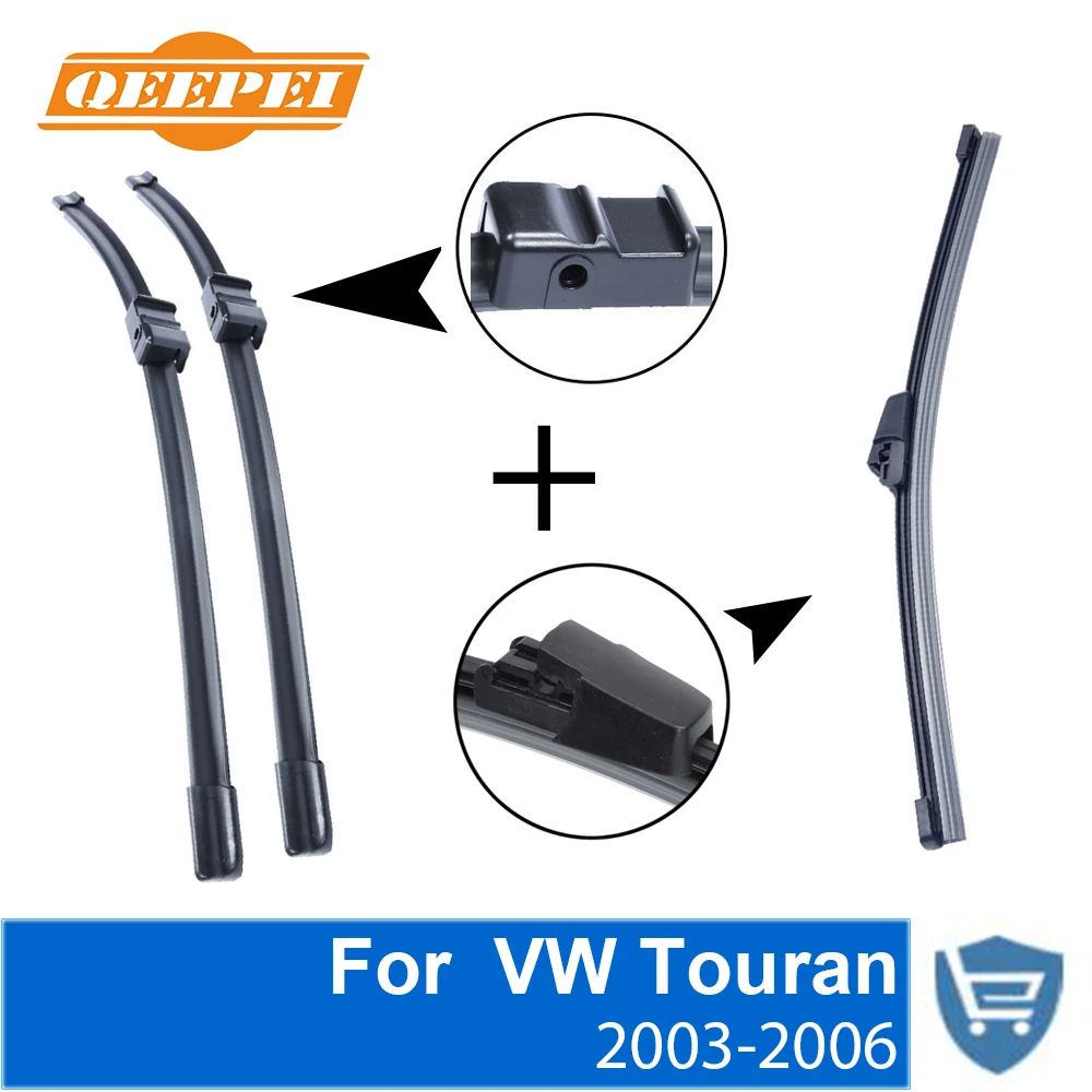 

QEEPEI Front and Rear Wiper Blade no Arm For VW Touran 2003-2006 High quality Natural Rubber windscreen 28''+28''R