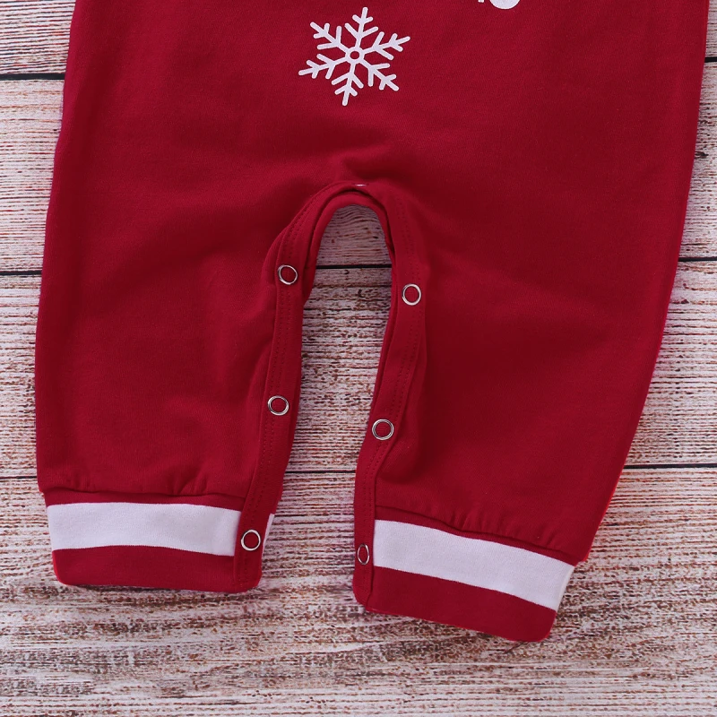 Рождественский милый комбинезон для новорожденных девочек и мальчиков+ повязка на голову, 2 предмета, хлопковые красные комбинезоны с длинными рукавами и принтом с буквами