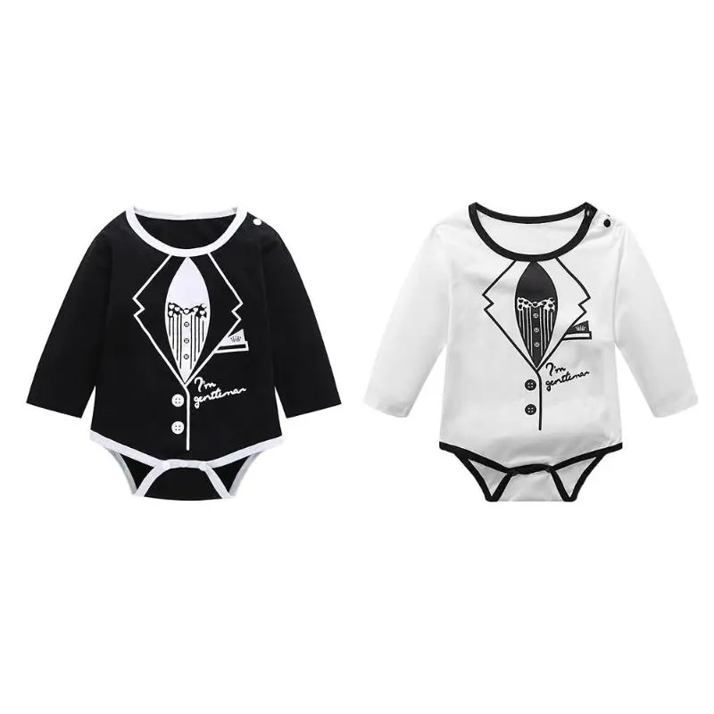 Autumn Infants Bodysuits Boys Gentleman Clothes Cute Kids Jumpsuit Long