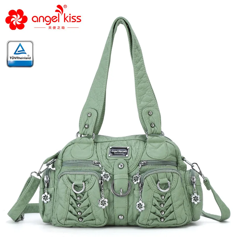 Angelkiss Модные Женские Сумки из искусственной кожи с эффектом потертости, Женская нежная Большая вместительная сумка на плечо, кошелек, сумки-шопперы для женщин