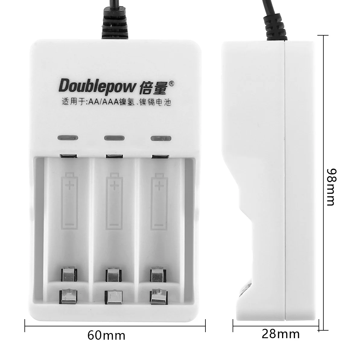 Doublepow 3 Slots Quick Intelligent USB Charger with LED Indicator for AA / AAA / Ni-MH / Ni-CD Battery