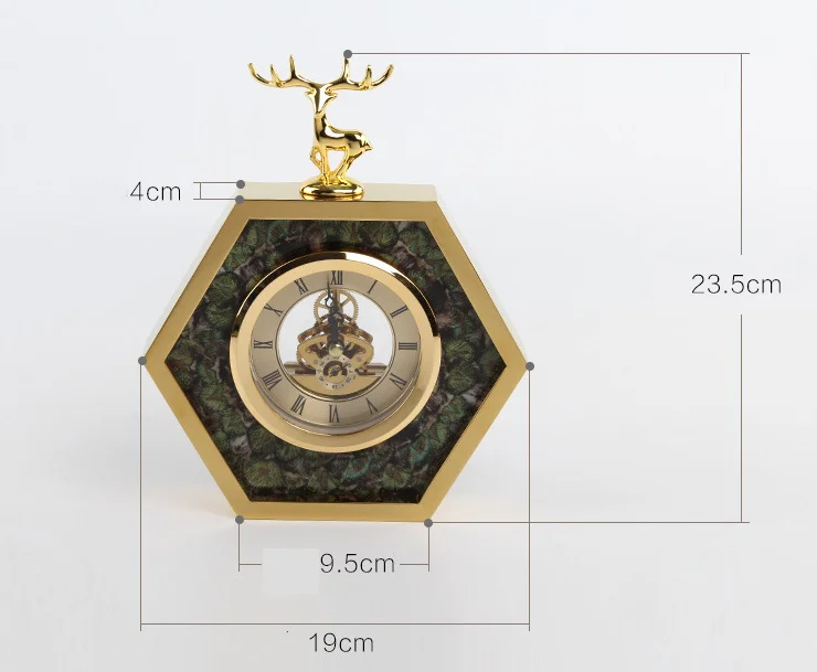 Современный Изысканный домашний стол часы с оленем высокого класса шестиугольник немой маятник спальня настольные часы декорирование бутика LF83