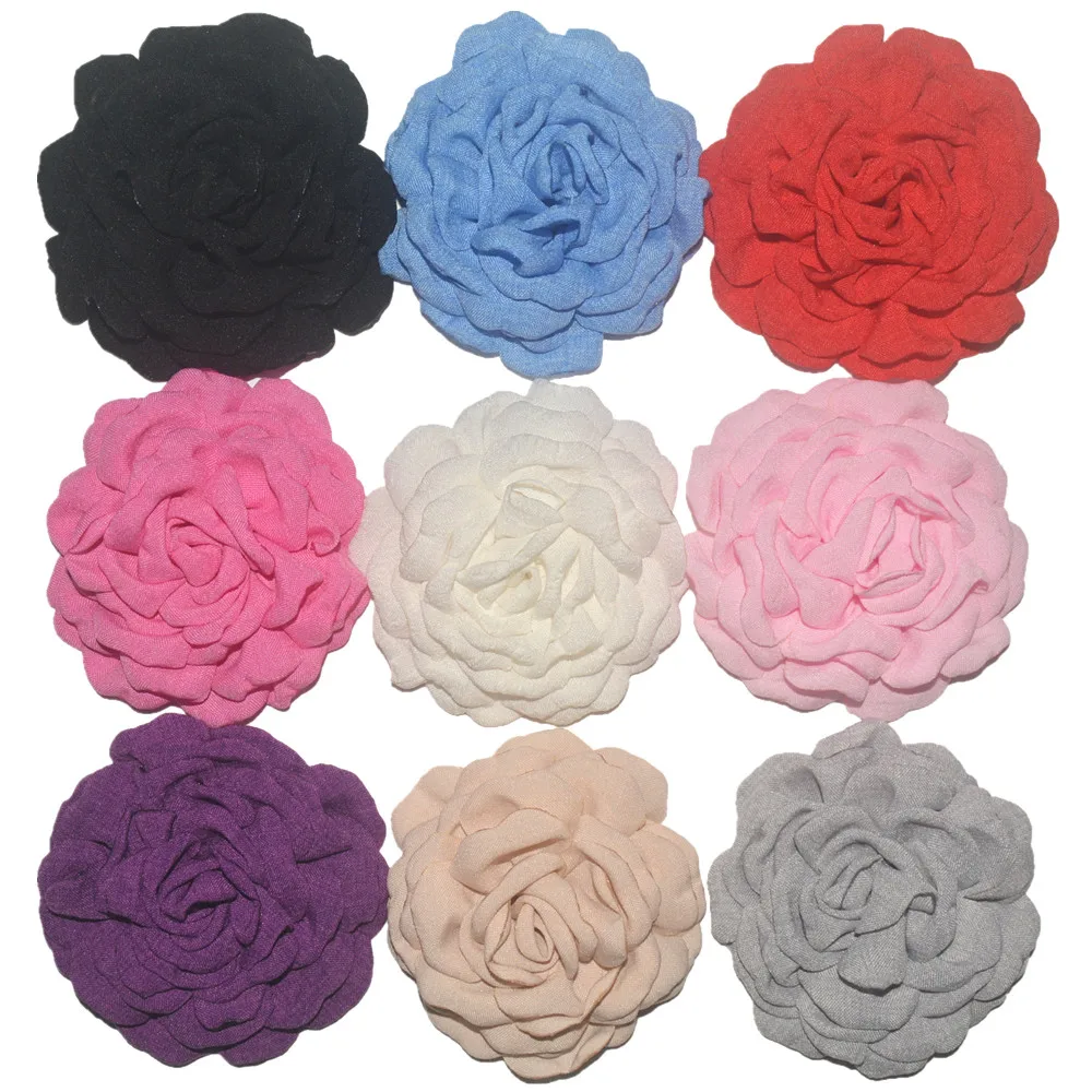 

MengNa 50pc/lot 3.6" Burning Flowers,DIY Fabric Flower With clips,Burned flower Girls Vintage Soft Artificial Flowers hairpins,