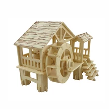 Diy 3d деревянные пазлы Дети Взрослые водяная мельница деревянные игрушки-паззлы Обучающие образовательные экологические сборные игрушки игры