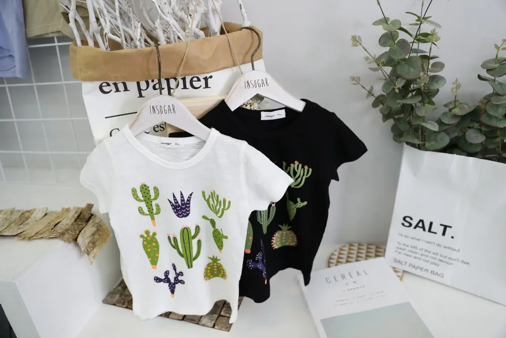 New Summer 2017 Baby T Shirts for girls Cotton Short Sleeve Cactus cartoon Print child Tees Kids cute Tops boys T-shirt (27)