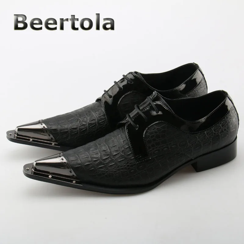 

Beertola Patent Leather Oxford Shoes for Men Metalic Dress Snake Shoes Man Pointed Toe Formal Shoes Men Big Size Zapatos Hombre